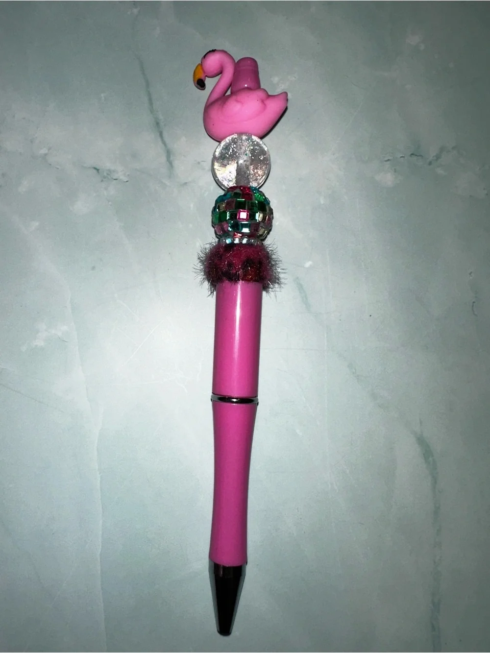 Pink Flamingo Bead-Topped Ballpoint Pen